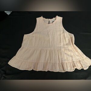 Women’s Universal Thread peach and white striped tiered peplum top in size XXL